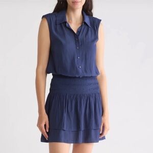 NWT Ramy Brook Tabitha Sleeveless Mini Dress in Navy Blue | Size S